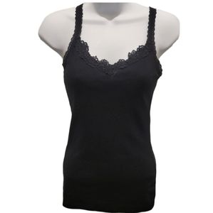 5/💥$25 Black Tank with Crochet Lace Neckline and Straps